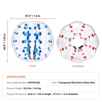 Inflatable Bumper Balls 2-Pack, 4FT/1.2M Body Sumo Zorb Balls for Teen & Adult, 0.8mm Thick PVC Human Hamster Bubble Balls for Outdoor Team Gaming Play, Bumper Bopper Toys for Garden, Yard, Park