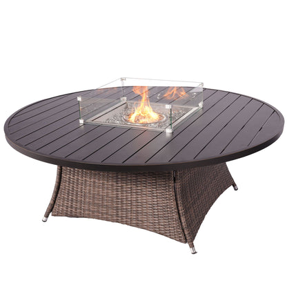 Direct Wicker Outdoor Rattan 50,000BTU Propane Gas Fire Pit Table (Table Only) - KNM Sundry