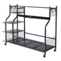Golf Storage Garage Organizer, 3 Golf Bag Stand Holder and Other Sports Equipment Storage Rack, Rolling Ball Cart on Wheels, Outdoor Sport Gear and Toy Storage with Baskets & Hooks, Steel, Black