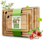 Bamboo Cutting Board Set of 3 (15x10, 12x9, 9x6) – Extra-Thick, Deep Juice Groove Wood Cutting Boards – Knife-Friendly for Kitchen Prep, Carving & Charcuterie – Easy to Clean