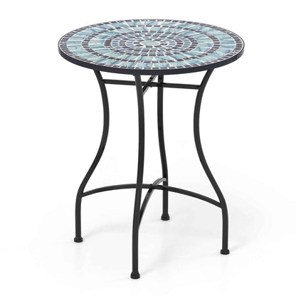 24 Inch Patio Bistro Table with Ceramic Tile Tabletop