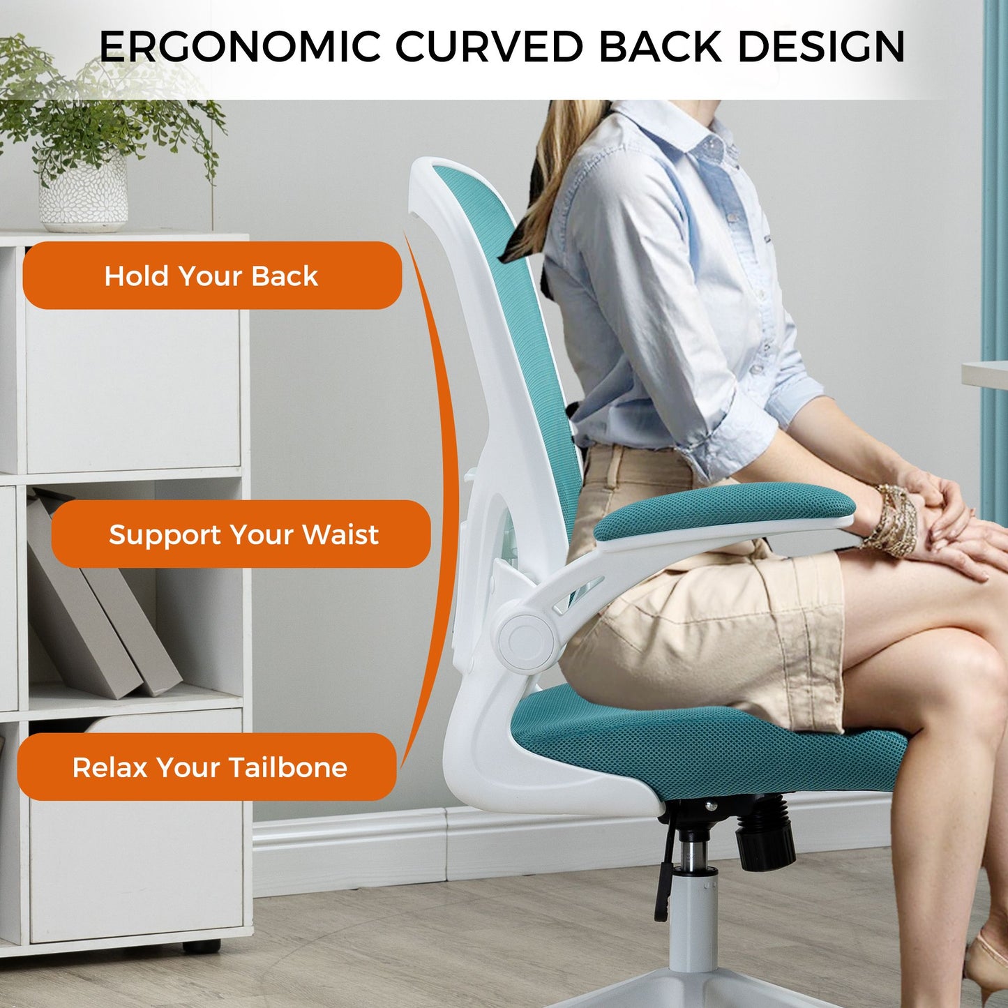 Ergonomic Mesh Office Chair with Breathable Back, Adjustable Height, Padded Seat & Armrests, 250 lbs Capacity, Modern Task Chair for Home Office & Workspace 8333 - KNM Sundry