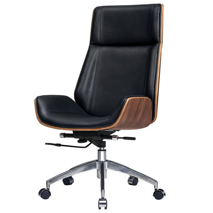 Genuine Leather Ergonomic Office Chair Boss Swivel Armless Seat Chair High Back - KNM Sundry