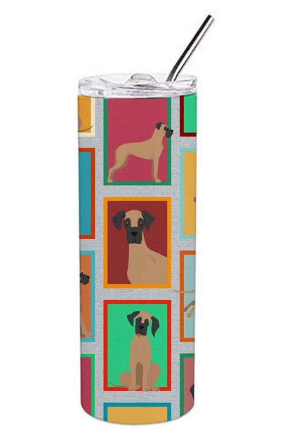 Lots of Fawn Great Dane Stainless Steel Skinny Tumbler Vacuum Double Walled Reusable Insulated Tumbler Travel Cup for Coffee Cocktails Gift with Lid, 20 oz