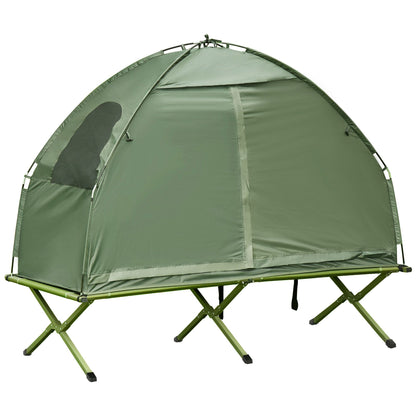 1 Person Folding Camping Cot, Portable Outdoor with Carry Bag, 2-in-1 Elevated Camping Bed Tent Single - KNM Sundry
