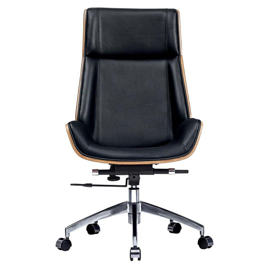 Genuine Leather Ergonomic Office Chair Boss Swivel Armless Seat Chair High Back - KNM Sundry