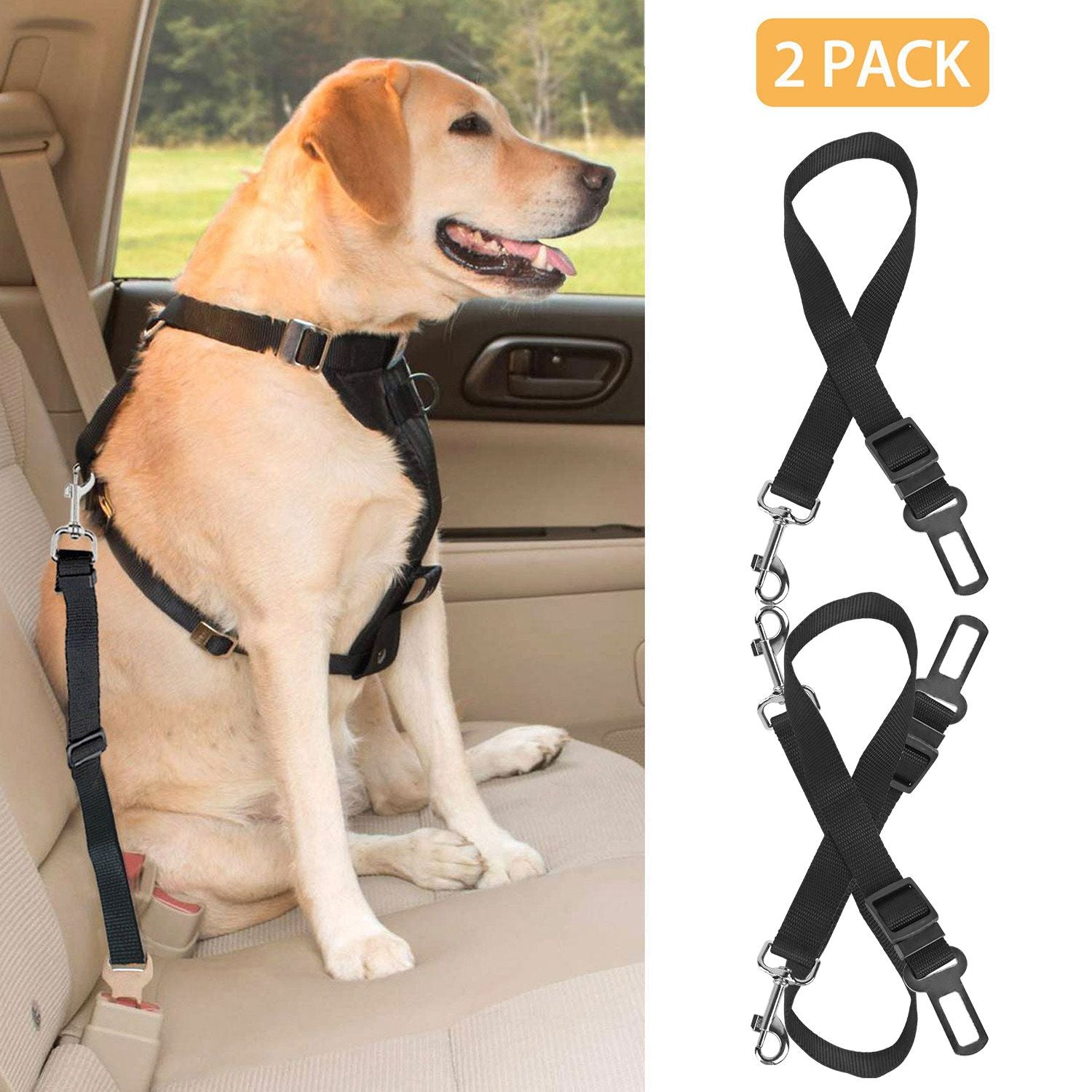 2Pcs Pet Dog Seat Belt Leash Adjustable Pet Dog Cat Safety Leads Harness - KNM Sundry