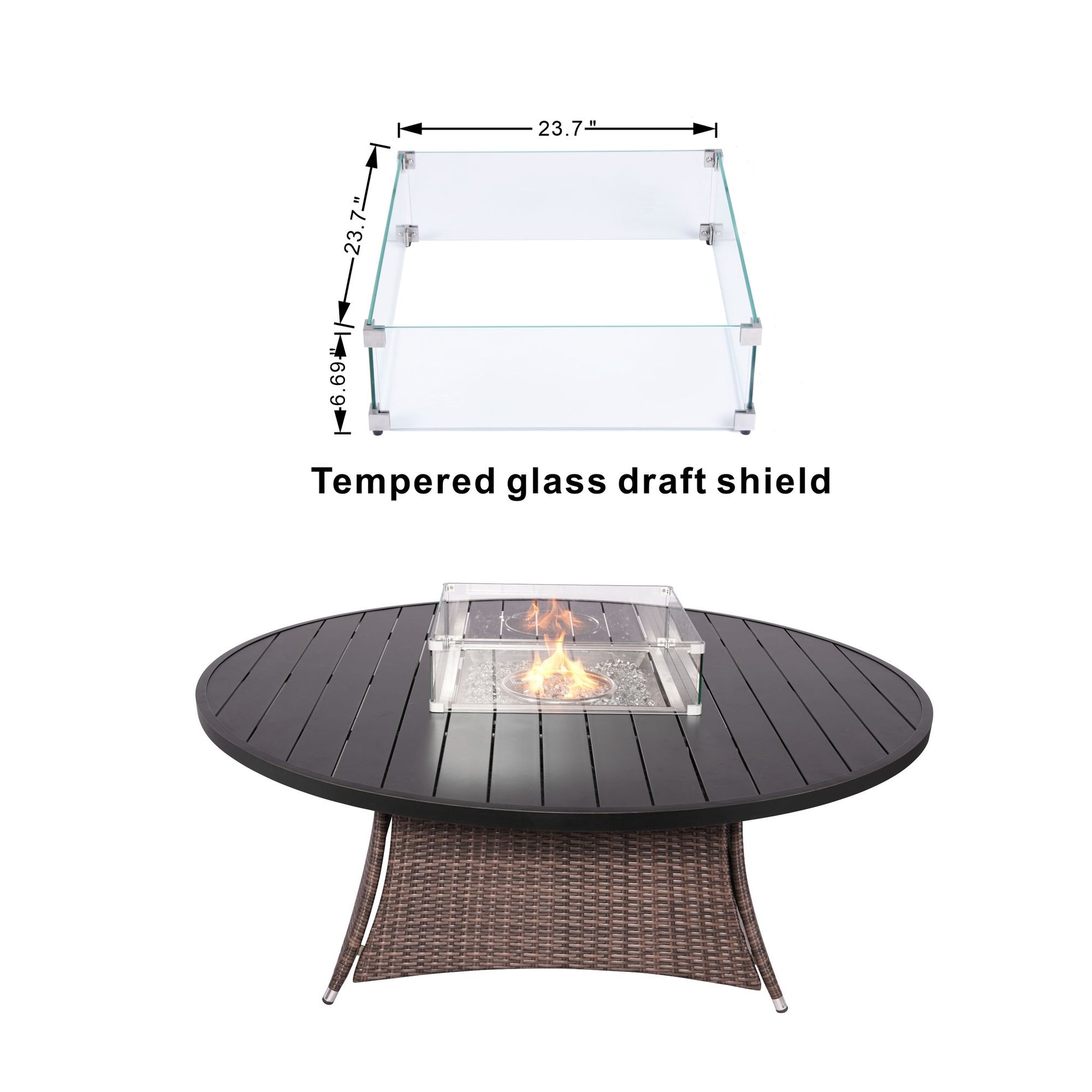 Direct Wicker Outdoor Rattan 50,000BTU Propane Gas Fire Pit Table (Table Only) - KNM Sundry