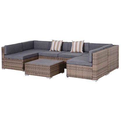 7-piece courtyard furniture set, outdoor segmented sofa set, garden set, gray