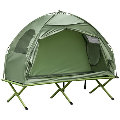 1 Person Folding Camping Cot, Portable Outdoor with Carry Bag, 2-in-1 Elevated Camping Bed Tent Single - KNM Sundry