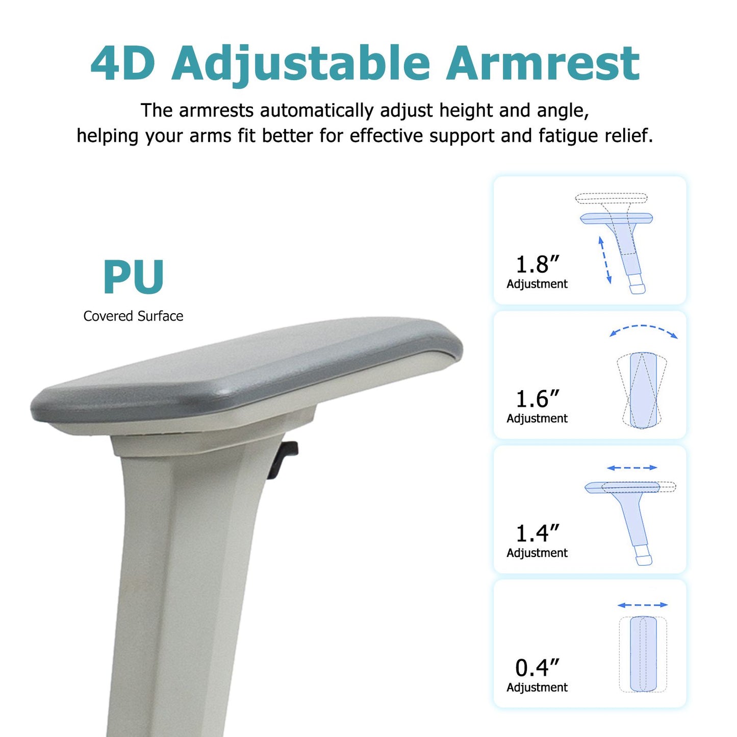 Ergonomic Mesh Office Chair with Adjustable Headrest and Lumbar Support, Breathable Back Design for Home and Office Use 8322H - KNM Sundry