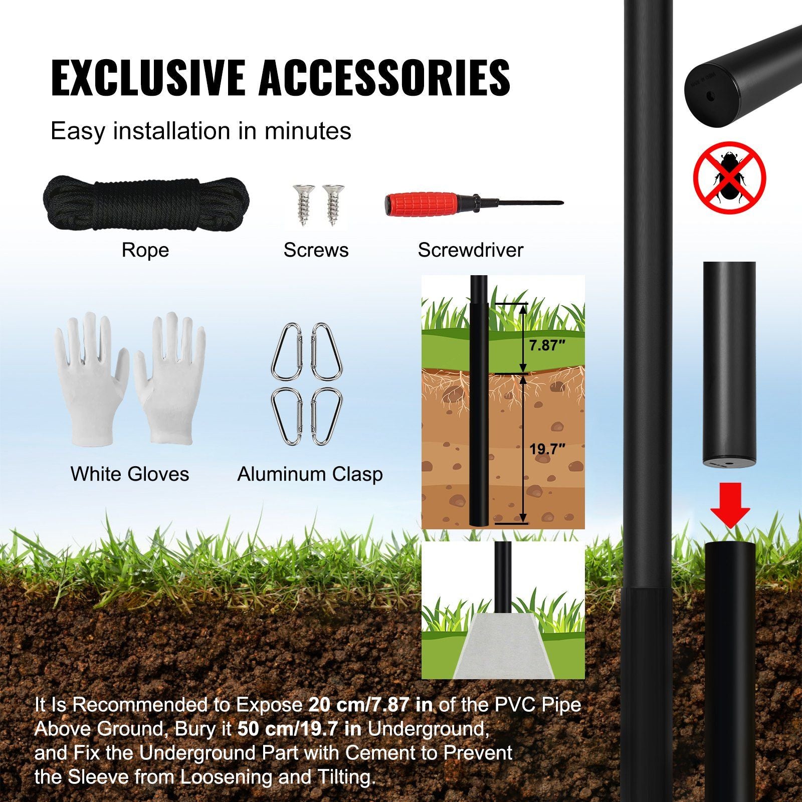 30FT Sectional Flag pole Kit, Heavy Duty Aluminum Alloy in Ground Flag poles for Outside, 3 Display Modes Flagpole with 3x5 American Flag, Professional Accessories, Black - KNM Sundry