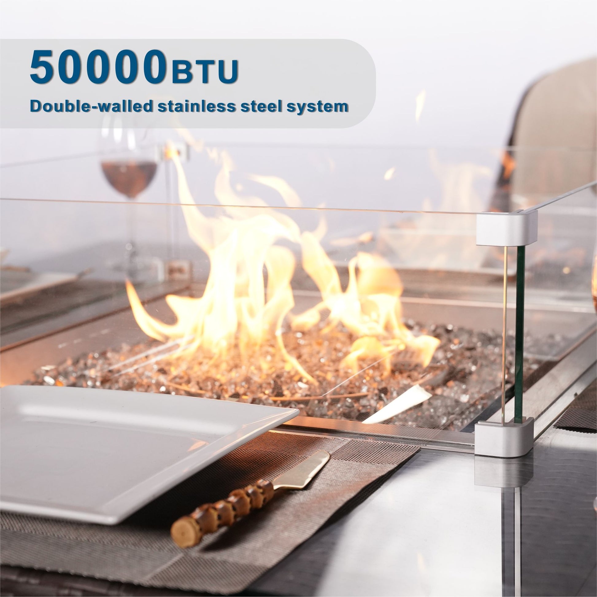 Direct Wicker Outdoor Rattan 50,000BTU Propane Gas Fire Pit Table (Table Only) - KNM Sundry