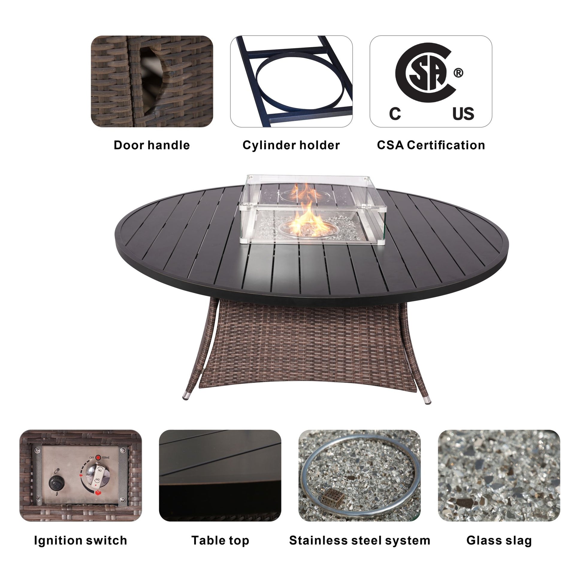 Direct Wicker Outdoor Rattan 50,000BTU Propane Gas Fire Pit Table (Table Only) - KNM Sundry