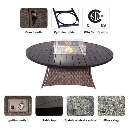 Direct Wicker Outdoor Rattan 50,000BTU Propane Gas Fire Pit Table (Table Only) - KNM Sundry