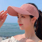 Fashion Folds Design Women Empty Top Hat Summer Solid Color Large Brim Sunscreen Hat Outdoor Elastic Fabric Sports Sun Cap 8010