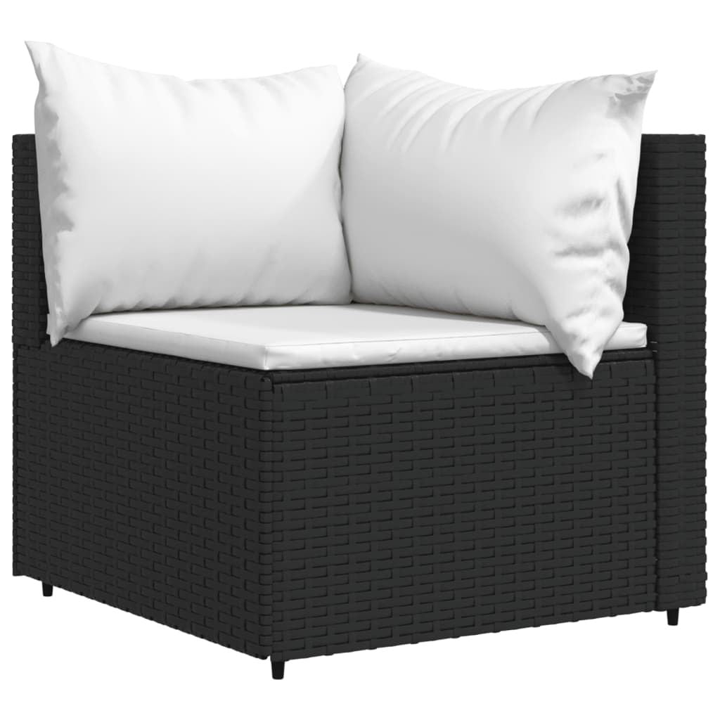 Patio Lounge Set Black PE rattan, powder-coated steel, tempered glass - KNM Sundry