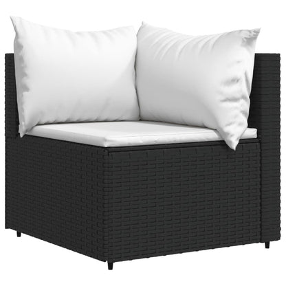 Patio Lounge Set Black PE rattan, powder-coated steel, tempered glass - KNM Sundry