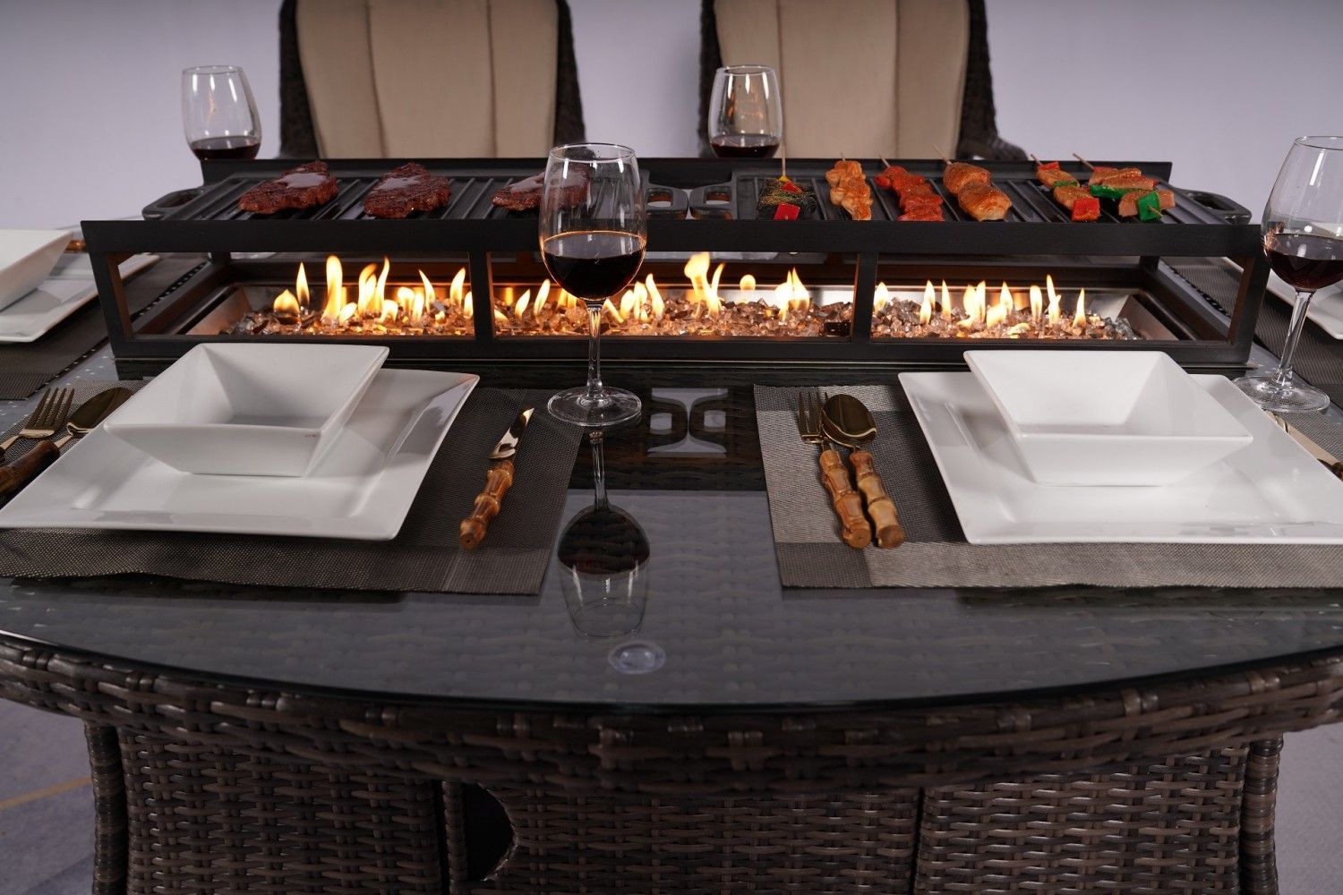 Direct Wicker Outdoor Rattan 50,000BTU Propane Gas Fire Pit Table (Table Only) - KNM Sundry