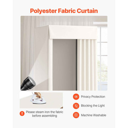 Fitting Room, Moveable Dressing Room with Thick Curtains, Privacy Space with Casters and a Sturdy Metal Hook, for Boutique, Mall, Tailor's Store & Outdoor (39 x 39 x 81 in, Black and Beige)