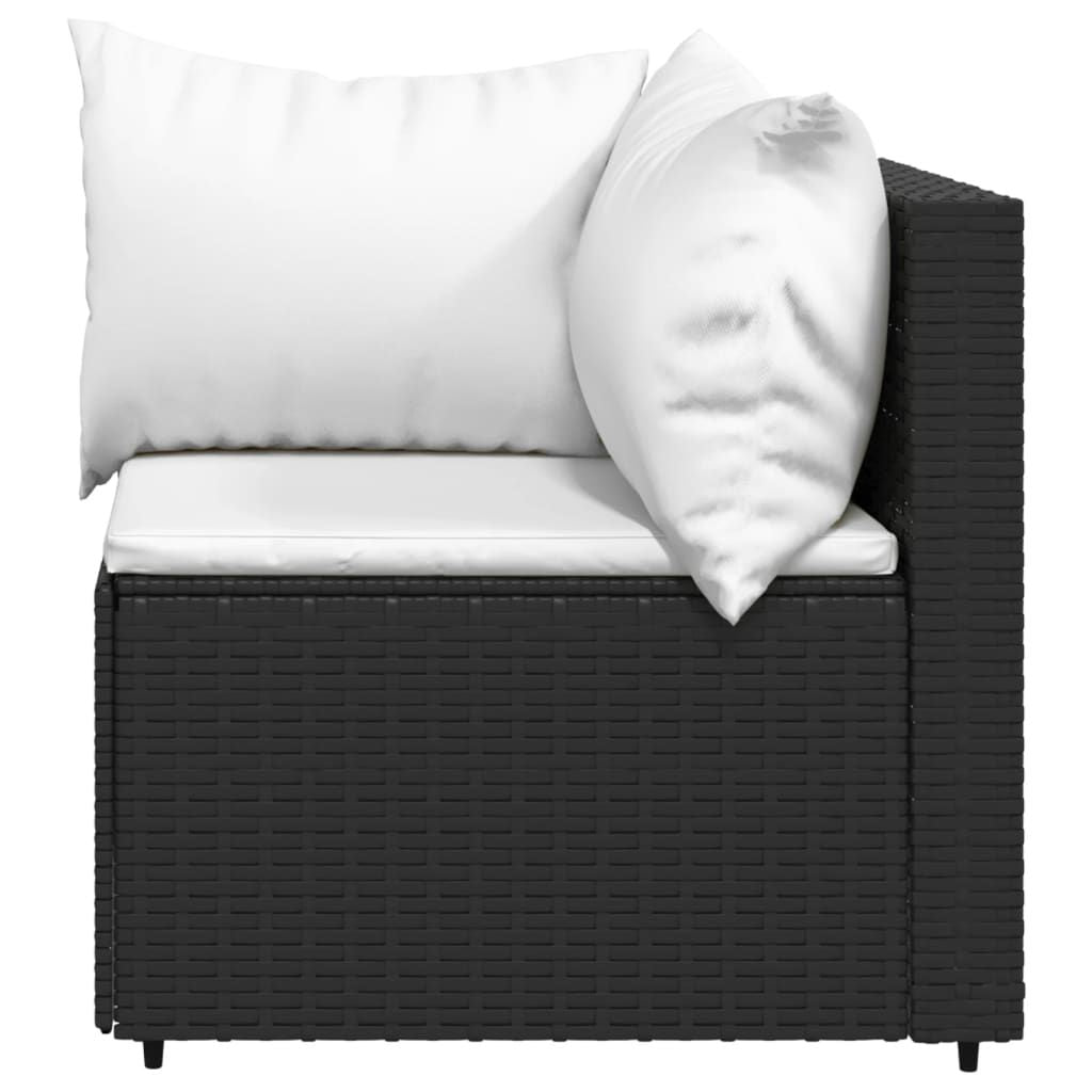 Patio Lounge Set Black PE rattan, powder-coated steel, tempered glass - KNM Sundry