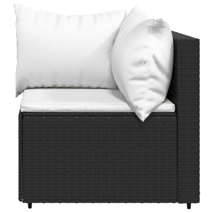 Patio Lounge Set Black PE rattan, powder-coated steel, tempered glass - KNM Sundry