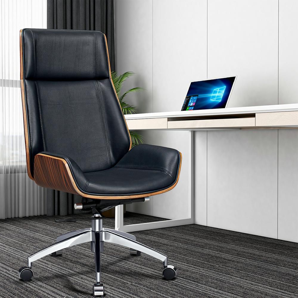 Genuine Leather Ergonomic Office Chair Boss Swivel Armless Seat Chair High Back - KNM Sundry