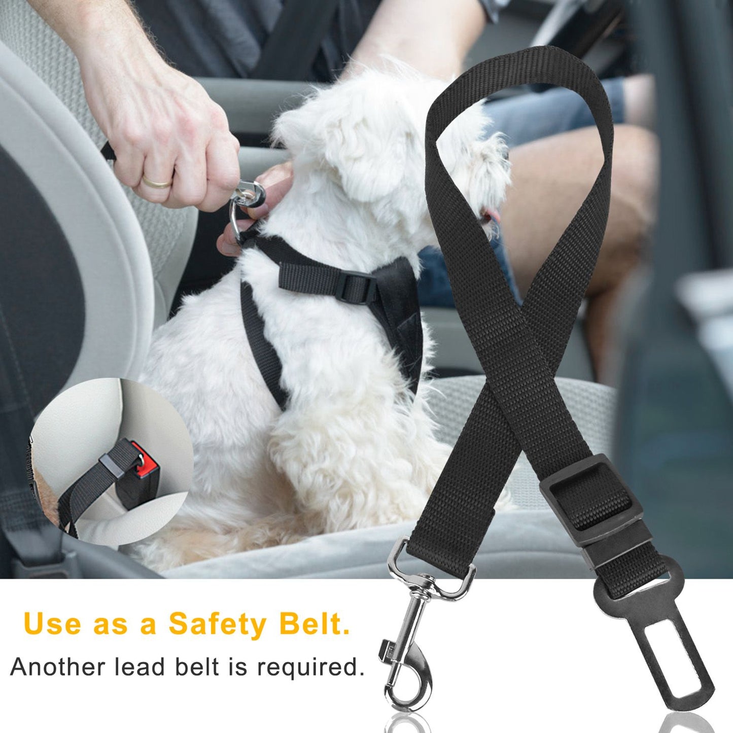 2Pcs Pet Dog Seat Belt Leash Adjustable Pet Dog Cat Safety Leads Harness - KNM Sundry