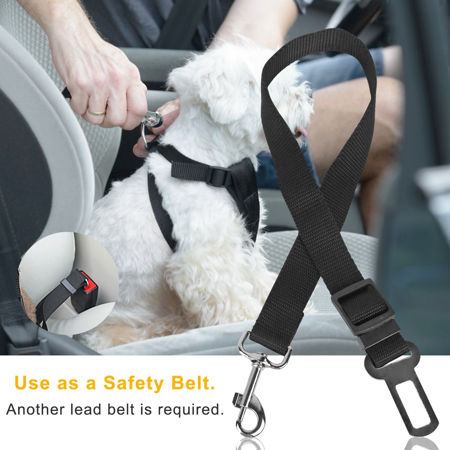 2Pcs Pet Dog Seat Belt Leash Adjustable Pet Dog Cat Safety Leads Harness - KNM Sundry