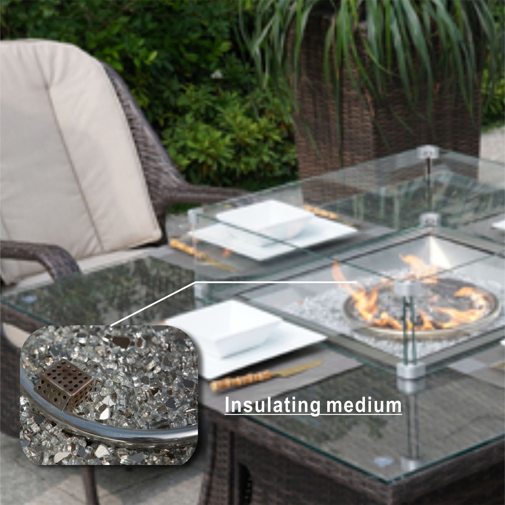 Direct Wicker Outdoor Rattan 50,000BTU Propane Gas Fire Pit Table (Table Only) - KNM Sundry