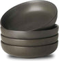 Stoneware Pasta Bowls, 34 oz Large Salad Bowl Set of 4, Ceramic Serving Bowls for Ramen, Pasta, Fruit, Cereal, Dinner, Wide and Shallow Bowls, Microwave & Dishwasher Safe, Matte Black