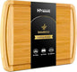 Large Wooden Cutting Board for Kitchen Meal Prep & Serving - Bamboo Cutting Boards with Juice Groove Side Handles, Charcuterie & Chopping Butcher Block - 100% Organic Bamboo, Pre Oiled, 16" x 10"