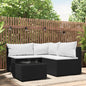 Patio Lounge Set Black PE rattan, powder-coated steel, tempered glass - KNM Sundry