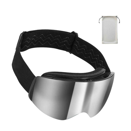 Frameless Ski Goggles, Spherical Lens with Silver Mirror Revo Coating, OTG Anti fog Snow Goggles for Men Women, TPU Frame & Ventilation Structure, Suitable for Skiing, Skating, Snowboarding