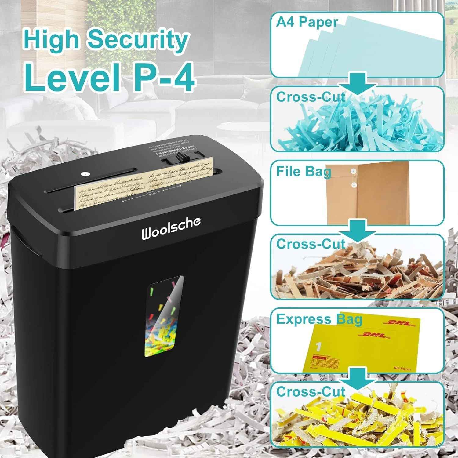 Paper Shredder for Home- 10-Sheet Cross Cut with 3.43-Gallon Basket - P-4 Security Level - 3-Mode Design - Shreds CD and Credit Card - Durable, Fast, and Jam Proof for Home Office(Shipment from FBA)