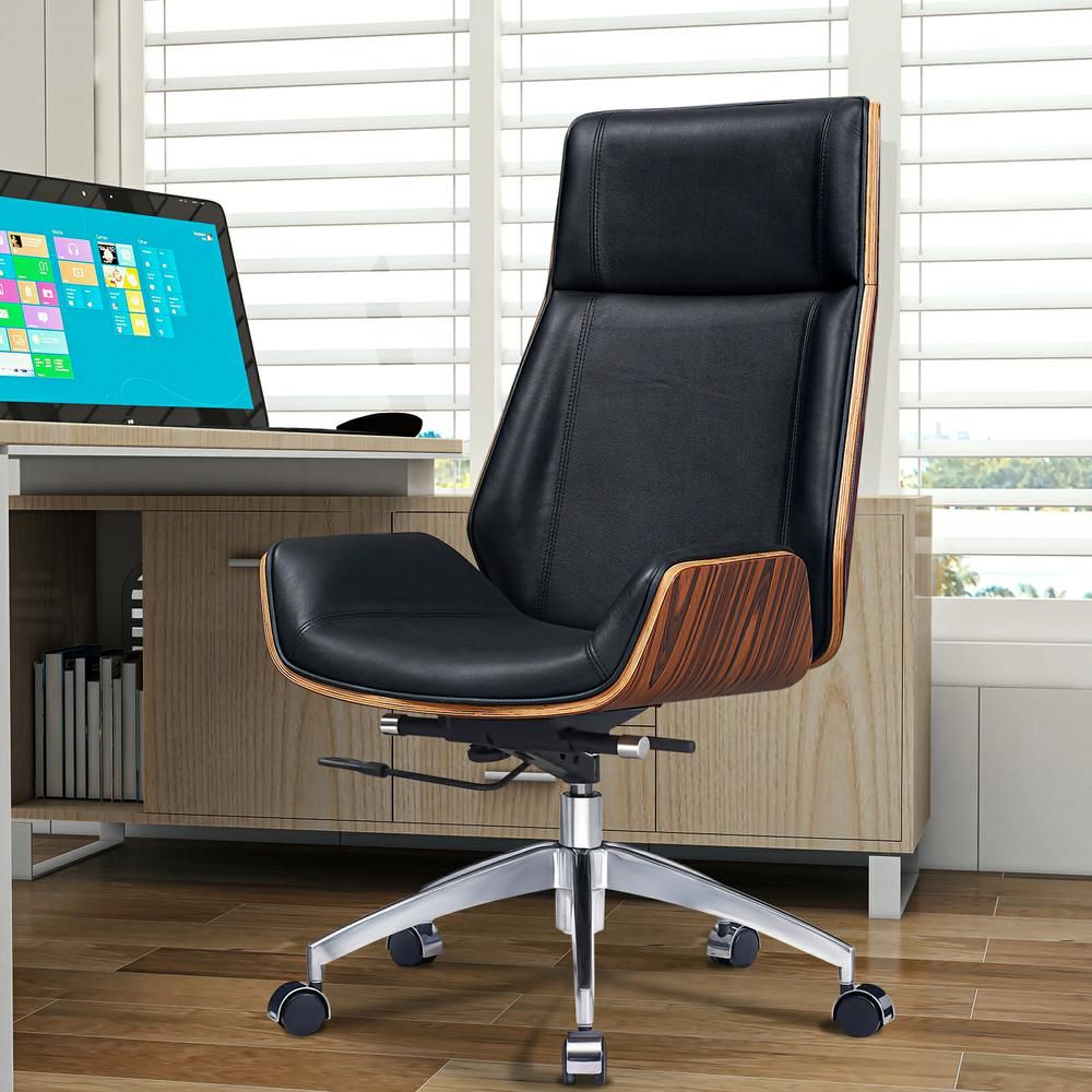 Genuine Leather Ergonomic Office Chair Boss Swivel Armless Seat Chair High Back - KNM Sundry