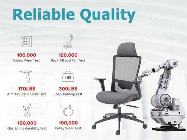 Ergonomic Mesh Office Chair with Adjustable Headrest and Lumbar Support, Breathable Back Design for Home and Office Use 8322H - KNM Sundry