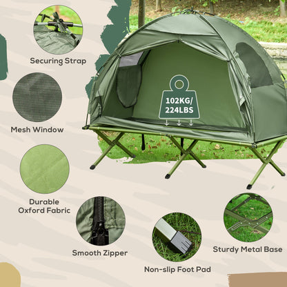 1 Person Folding Camping Cot, Portable Outdoor with Carry Bag, 2-in-1 Elevated Camping Bed Tent Single - KNM Sundry