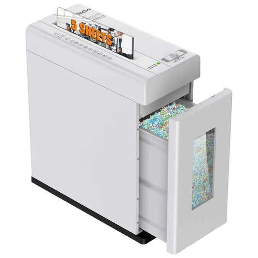 Paper Shredder, 5-Sheet Micro Cut with 2.65 Gallons Bin, P-5 High Security Level, 5 Munites Non-Stop Working Time, Compact Design Pull Out Basket with Jam Proof System for Home Office
