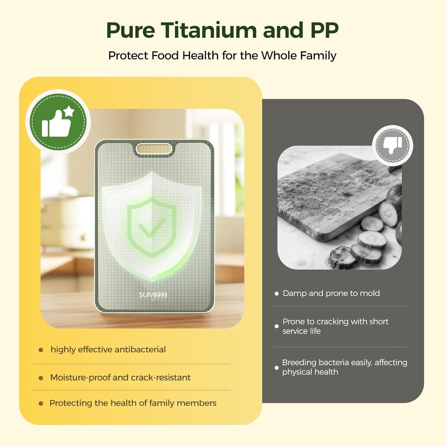 Titanium Cutting Board for Kitchen, Cutting Board Double Sided Food Grade, Pure Titanium/PP, Easy to Clean Large Size 16'×11' - KNM Sundry