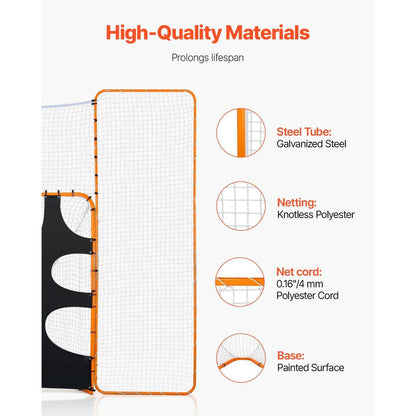3-IN-1 Lacrosse Goal, 12x9 ft Lacrosse Net with Backstop and Target, Quick & Easy Setup Backyard Rebounder Equipment, Steel Frame Training Nets, Suitable for Youth Adult Training, Orange