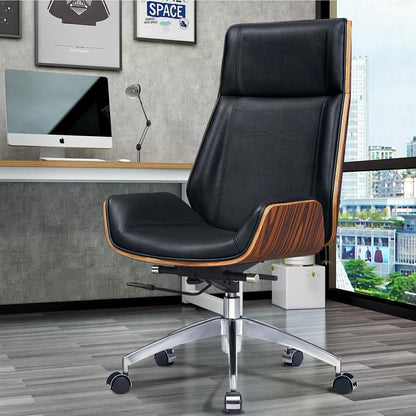 Genuine Leather Ergonomic Office Chair Boss Swivel Armless Seat Chair High Back - KNM Sundry