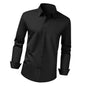 Men's Button Up Shirt, Mens Long Sleeve Wrinkle-free Button Down Dress Shirts, Slim Fit Soft Stretch Fabric for Business Casual or Formal, Work, Wedding, Dinner, Black, M Size