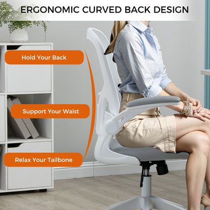 Ergonomic Mesh Office Chair with Breathable Back, Adjustable Height, Padded Seat & Armrests, 250 lbs Capacity, Modern Task Chair for Home Office & Workspace 8333 - KNM Sundry