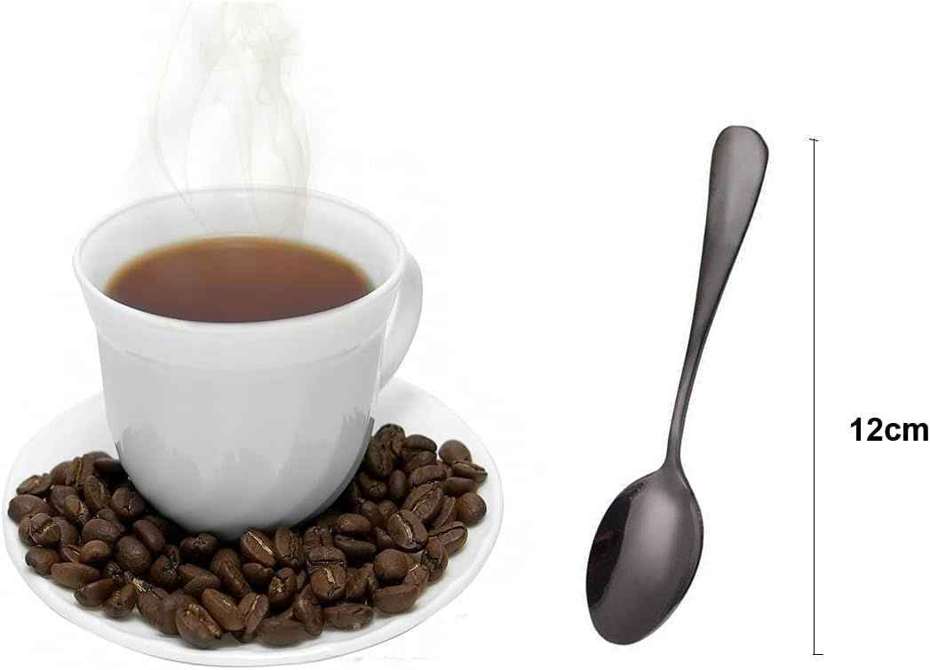 Espresso Spoons, Coffee Spoon, Stainless Steel Small Spoons for Dessert, Tea,Set of 6 (black