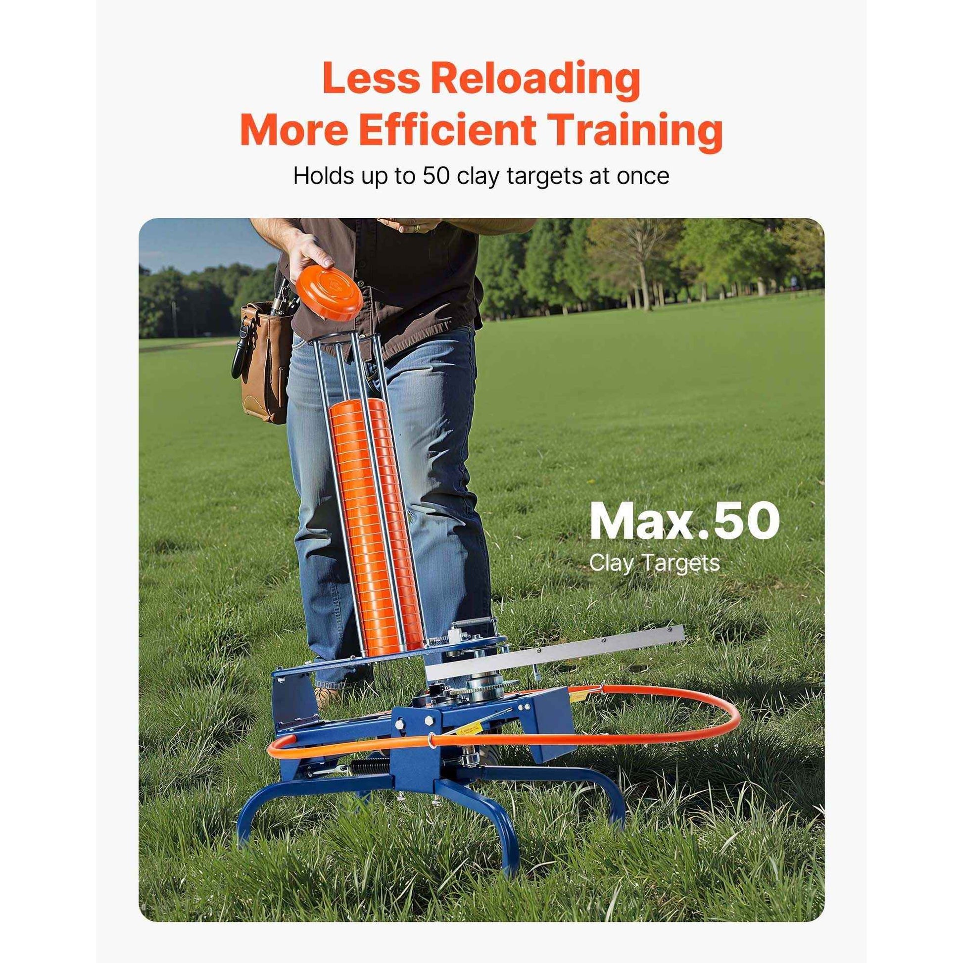 Clay Target Thrower, Max 50 Clays Pigeon Thrower, 55+ Yards Automatic Skeet and Trap Launcher with Adjustable Angle & Foot Pedal for Clays Throwing Shooting Sports