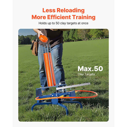 Clay Target Thrower, Max 50 Clays Pigeon Thrower, 55+ Yards Automatic Skeet and Trap Launcher with Adjustable Angle & Foot Pedal for Clays Throwing Shooting Sports