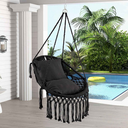 Hanging Hammock Chair with Soft Seat Cushions and Sturdy Rope Chain