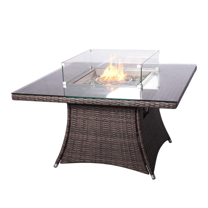 Direct Wicker Outdoor Rattan 50,000BTU Propane Gas Fire Pit Table (Table Only) - KNM Sundry