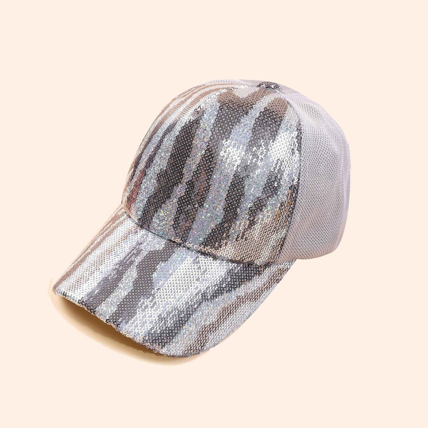 New zebra pattern sequin hat female cap Korean version fashion summer breathable baseball cap male ins tide personality